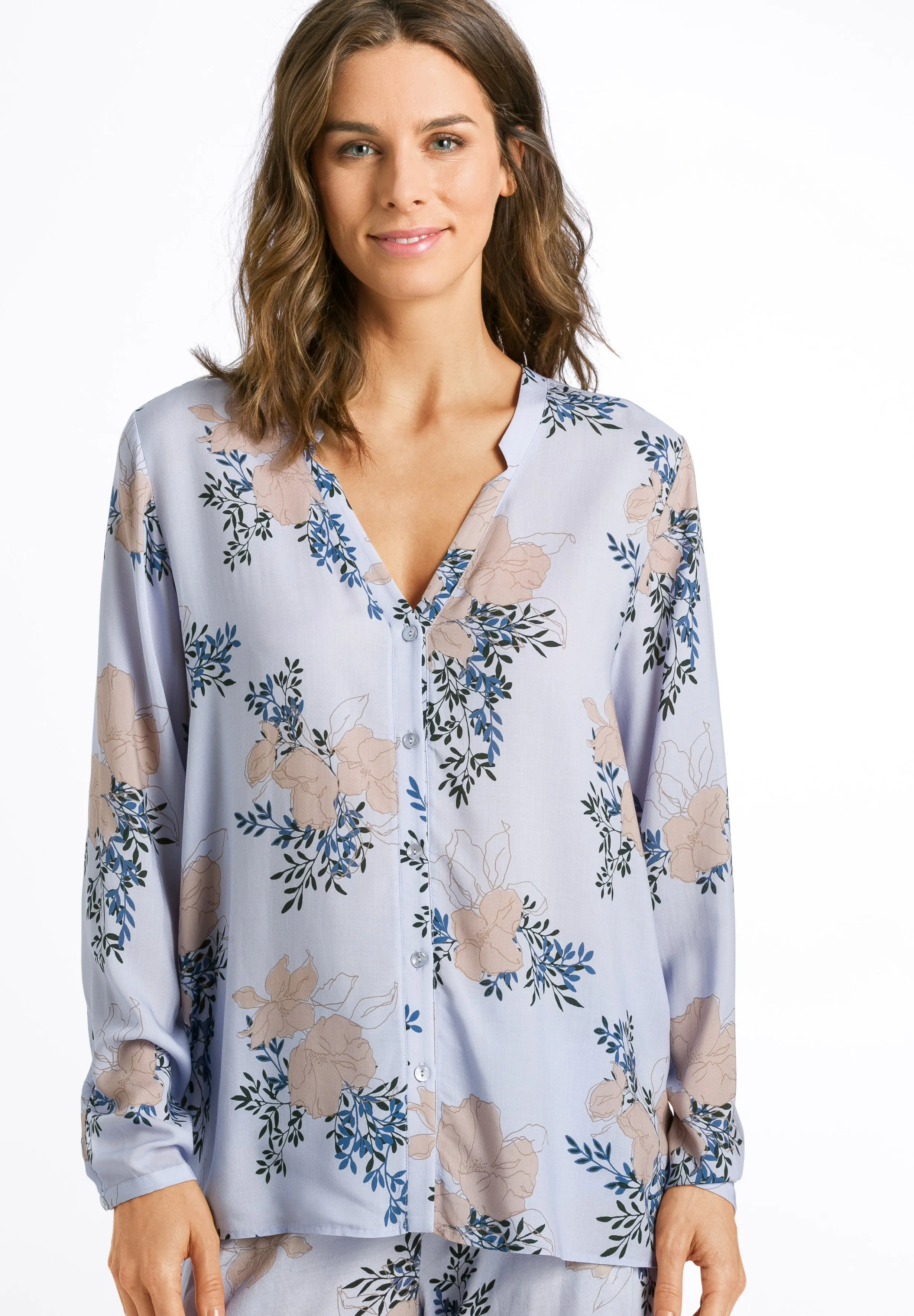 Sleep And Lounge Button Front Shirt | Marble Flowers 77611-2069