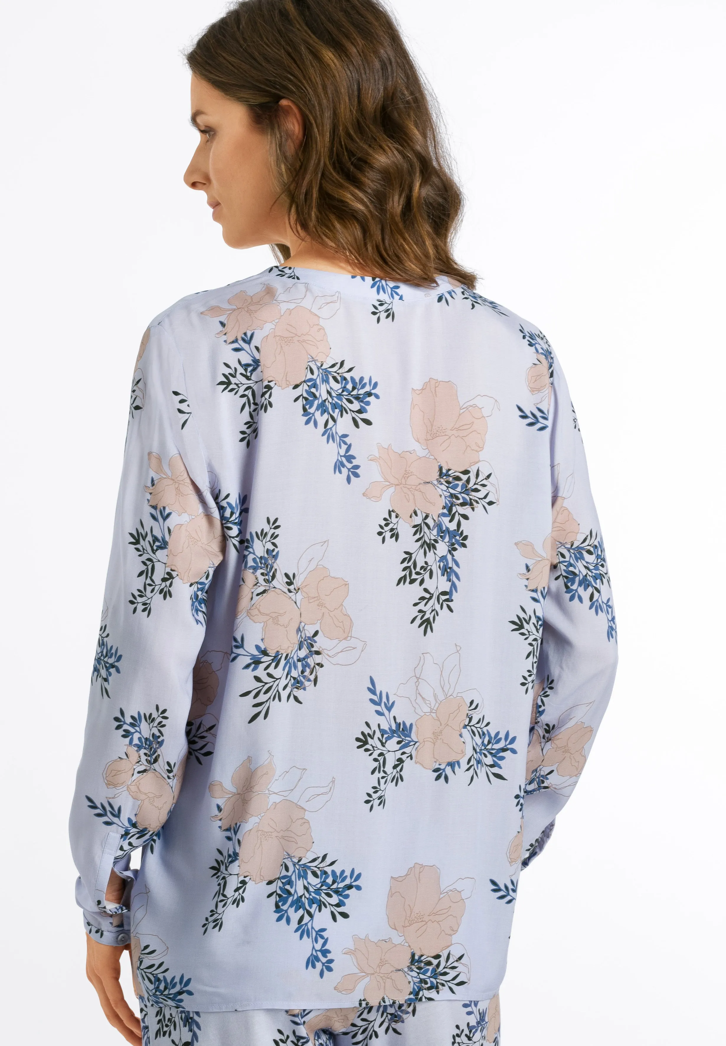 Sleep And Lounge Button Front Shirt | Marble Flowers 77611-2069