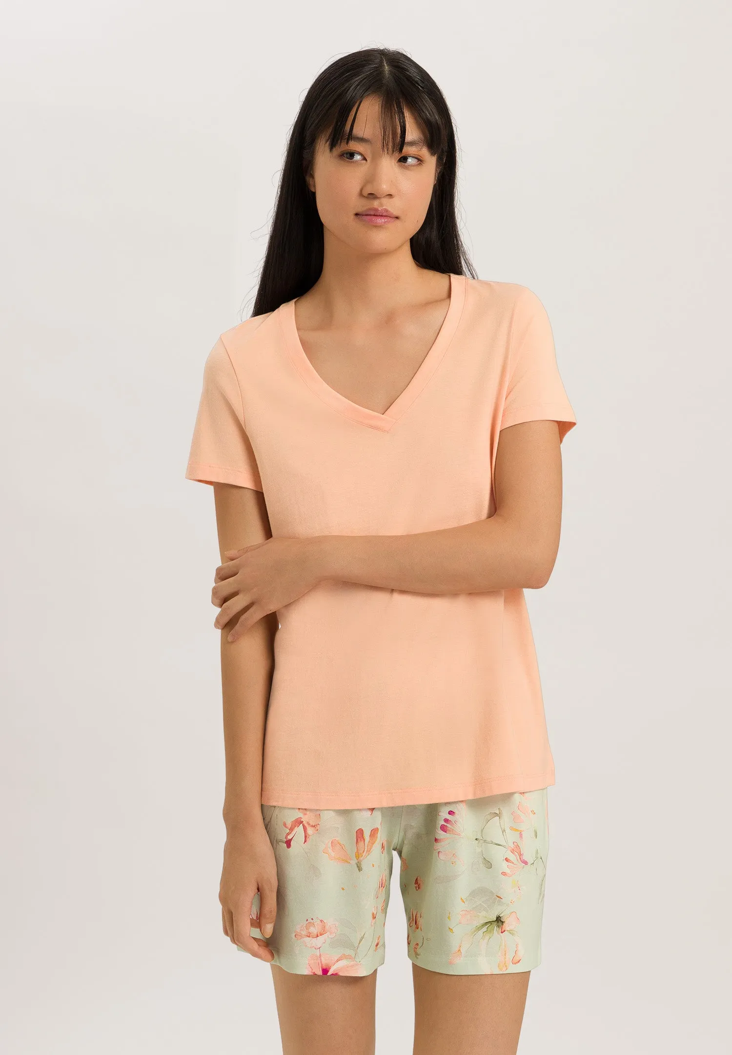 Sleep And Lounge V-Neck T-Shirt | Peach Nougat 77876-2274