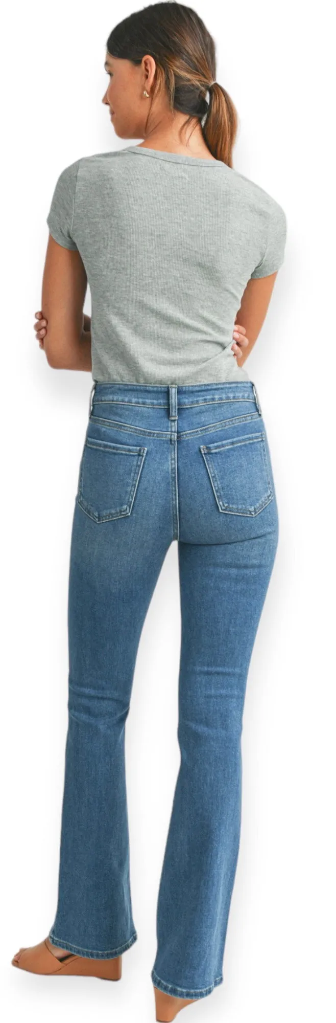 Soft Stretchy High Rise Skinny Flare Denim