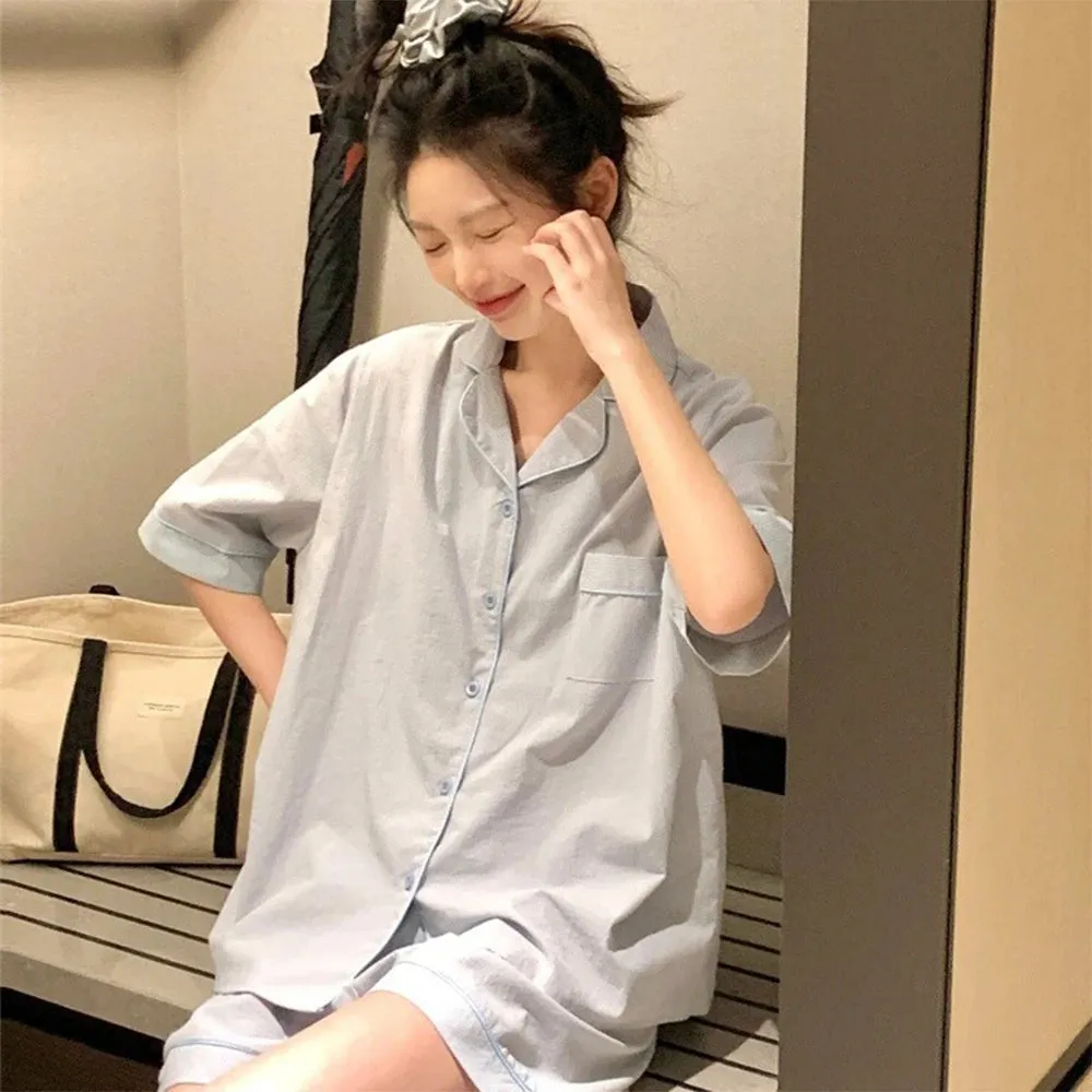 Summer Pajamas Women's Pajamas Set Short Sleeve Pajama Sleepwear Two Piece Suit Pyjama Femme Nightwear Korean Style Homewear