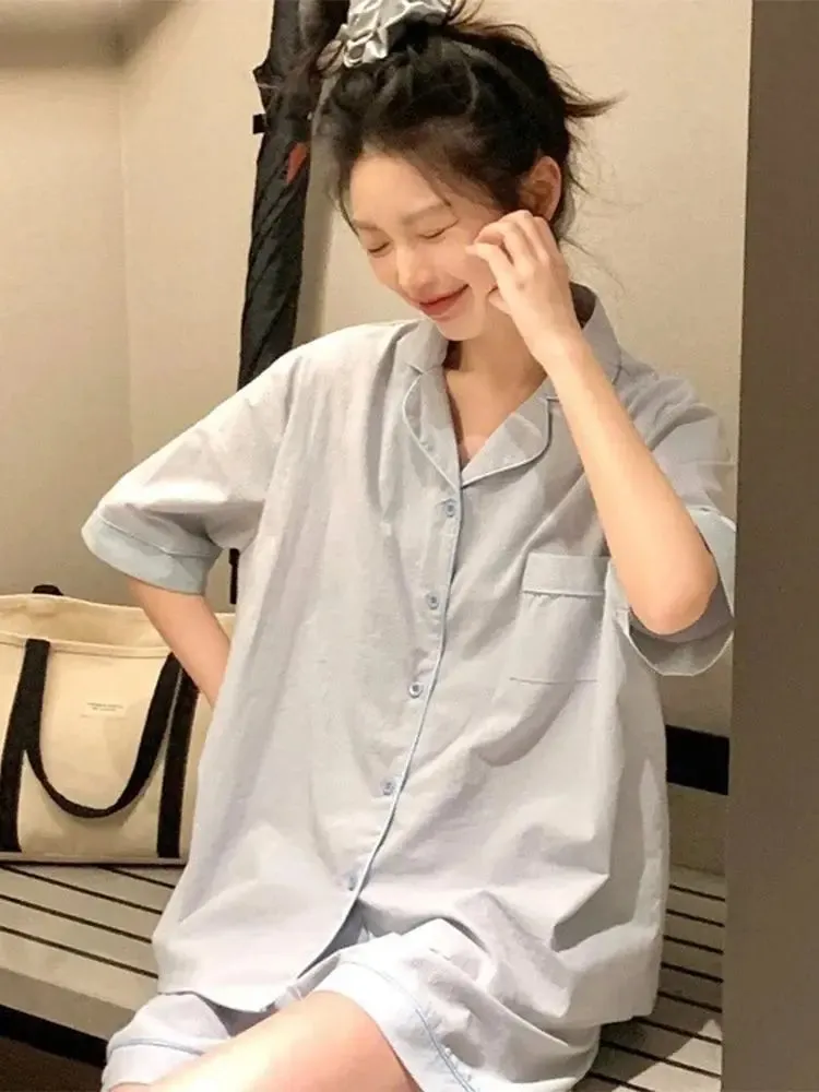 Summer Pajamas Women's Pajamas Set Short Sleeve Pajama Sleepwear Two Piece Suit Pyjama Femme Nightwear Korean Style Homewear