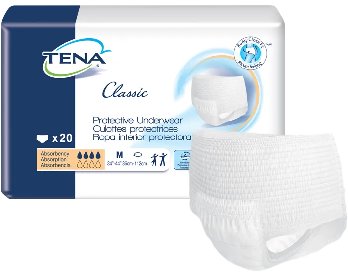 Tena 72514 Classic Protective Underwear, Large, 45"-58" White