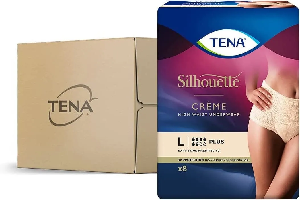 TENA Lady Silhouette Pants Plus Creme Large x 6 Packs of 8 Incontinence Pants