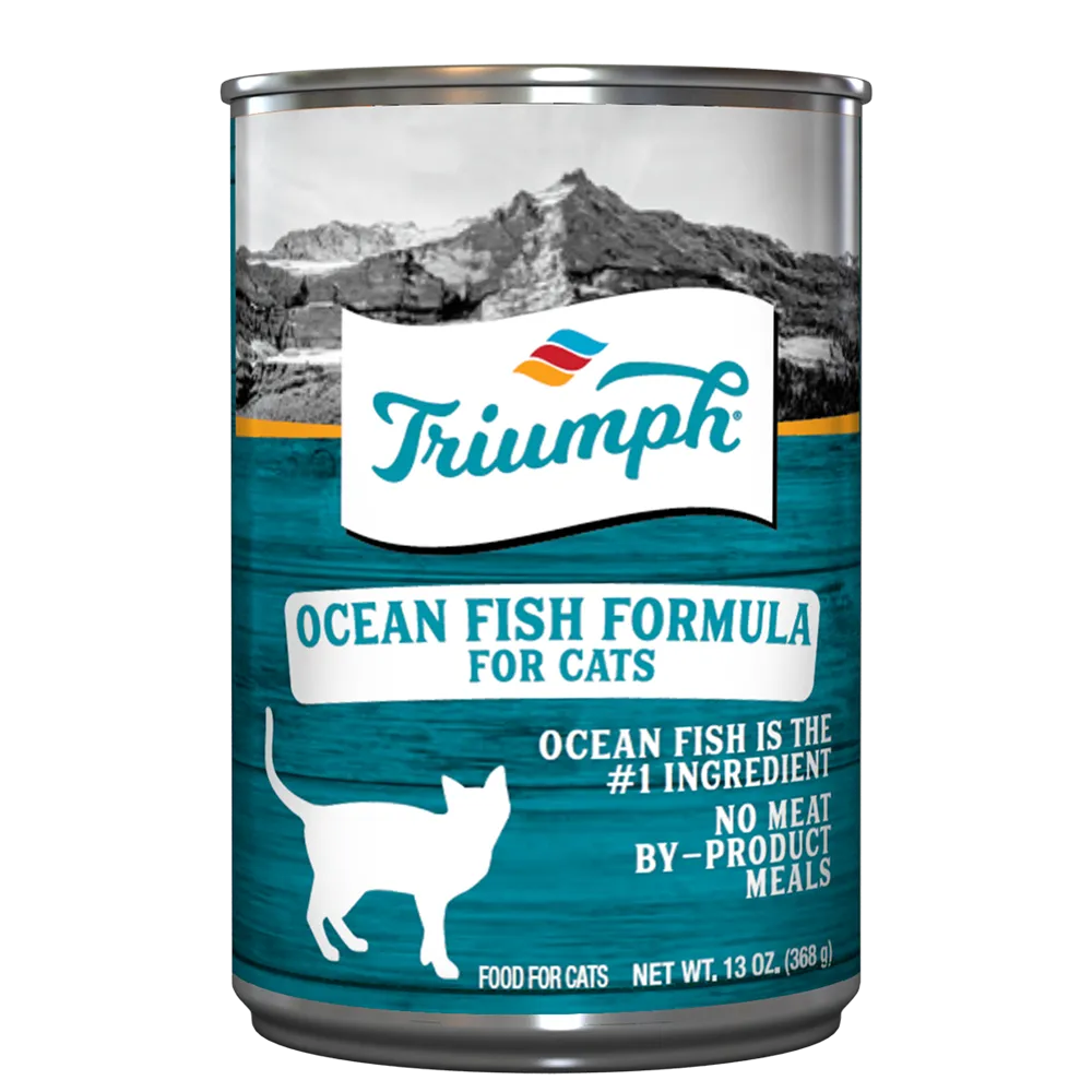 Triumph Ocean Fish Formula Wet Cat Food | 13.2 oz - 12 pk | 5.5 oz - 24 pk