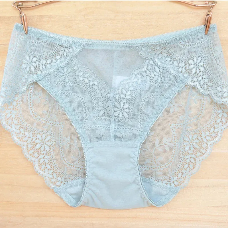 Women Panties 3pcs/lot Sexy ladies briefs Mid-Waist Lace Brief Underpant For Women White lace Brief Lace Sexy Underwear