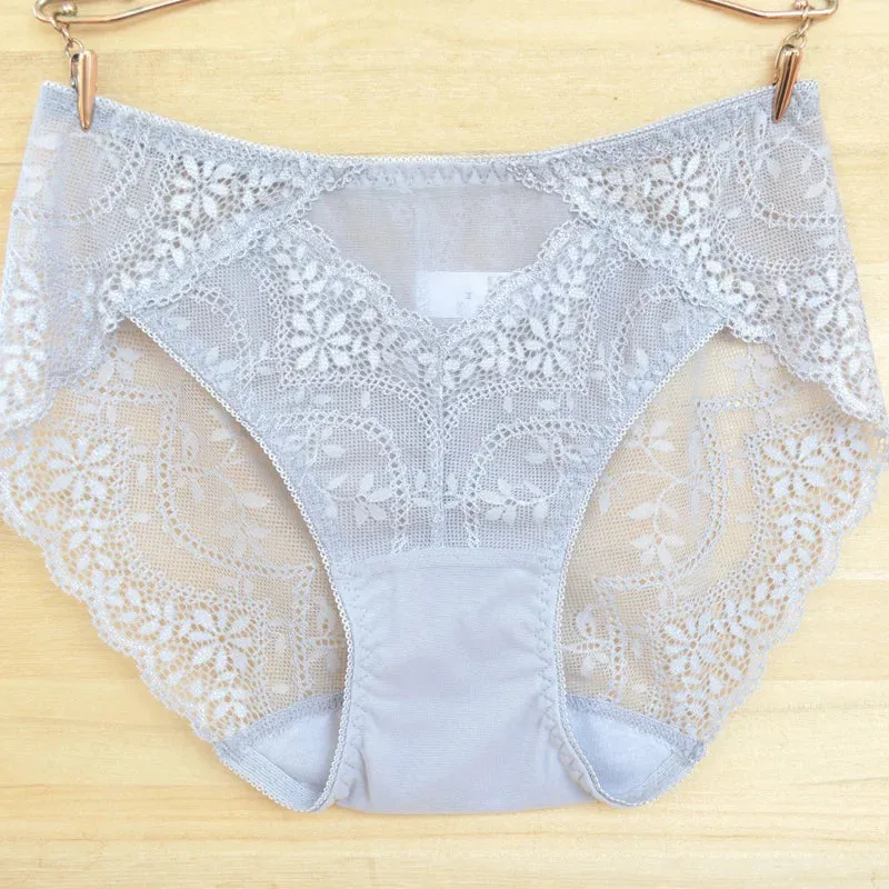 Women Panties 3pcs/lot Sexy ladies briefs Mid-Waist Lace Brief Underpant For Women White lace Brief Lace Sexy Underwear